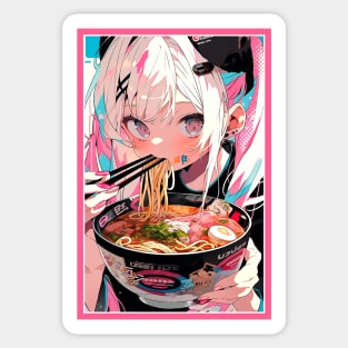 Cute Anime Girl |  Ramen Noodles | Hentaii Chibi Kawaii Design Sticker